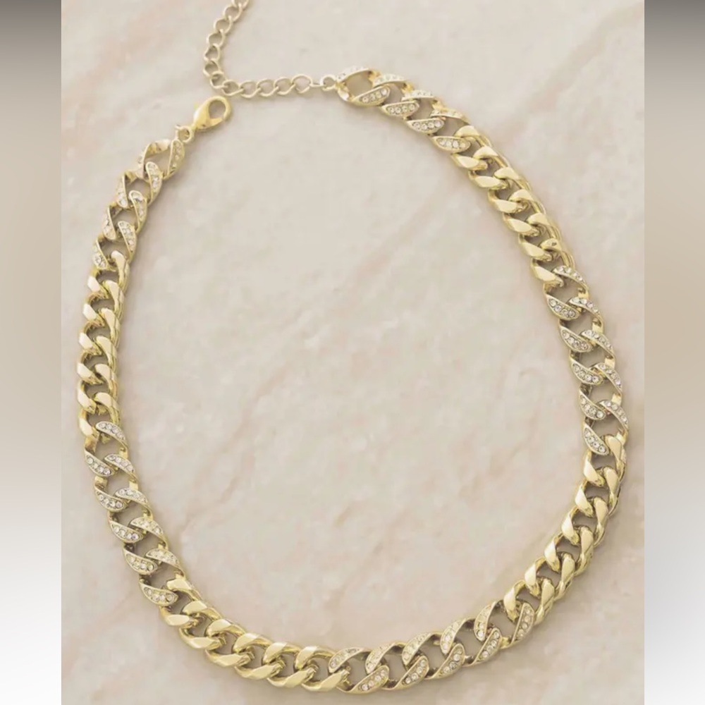 Ettika gold, crystal chain link necklace